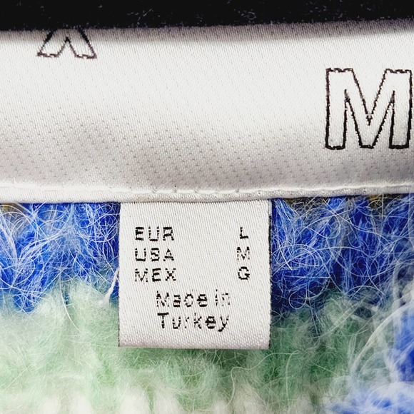 Leandra Medine Mango Rainbow Striped Long Sleeve Knit Sweater Women's Size M - Picture 9 of 12